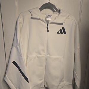 Adidas White Zip-Up Hoodie